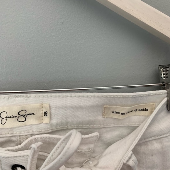 Jessica Simpson white lace up jeans - Picture 3 of 6